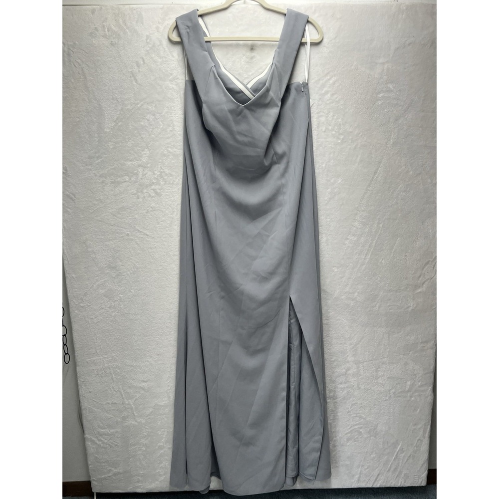 Dessy Collection CrossBack Gown Womens 18 Platinum Bridesmaid Formal‎ NEW